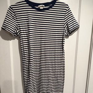 Blue and White Stripped T-Shirt Dress